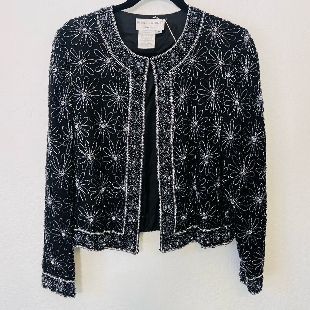Sold Vintage Beaded Embellished Old Money Papell Boutique E Floral Cardigan S